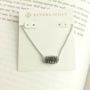 NEW KENDRA SCOTT Elisa Platinum Drusy Silver Pendant Necklace AUTHENTIC